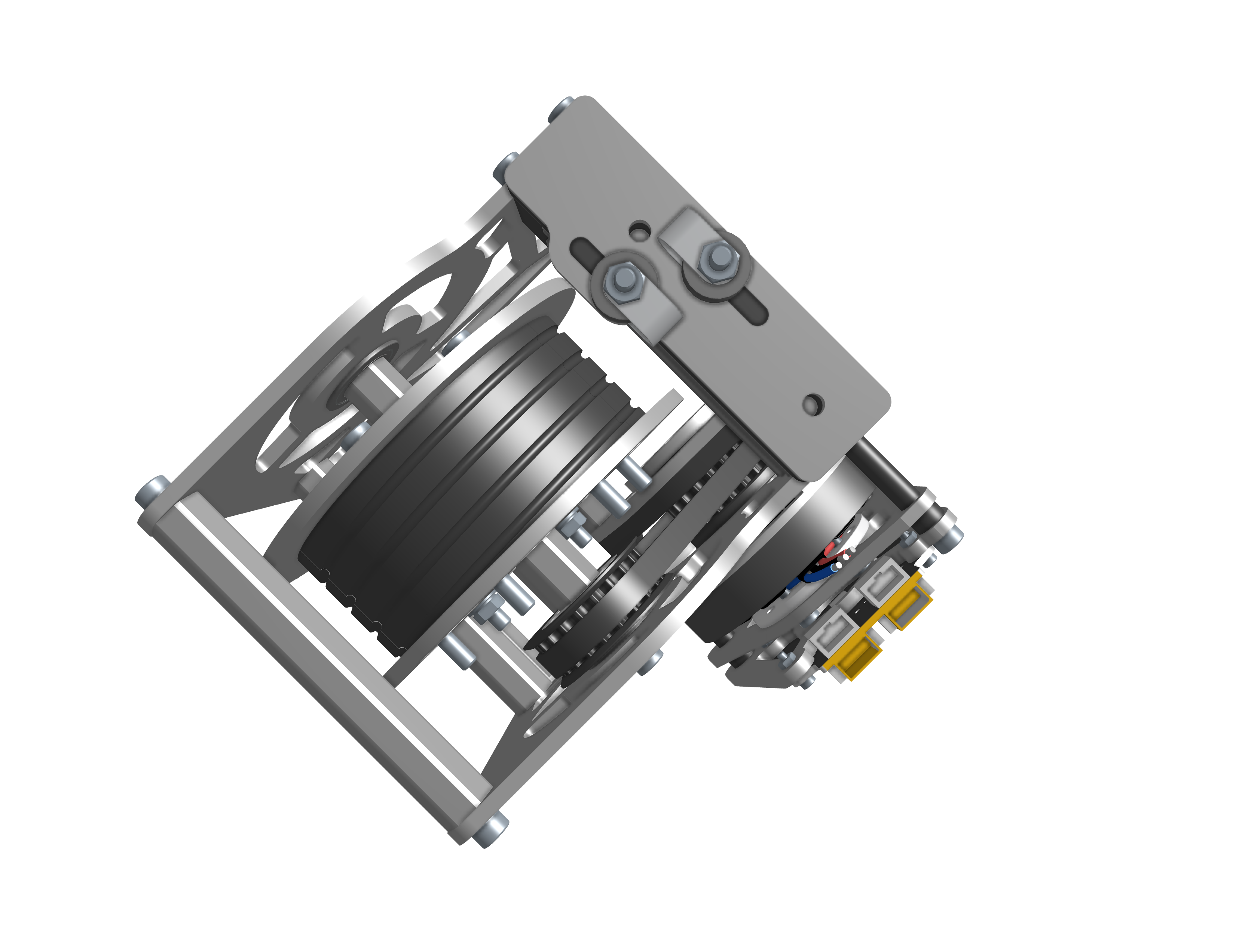 Corner assembly CAD render — top