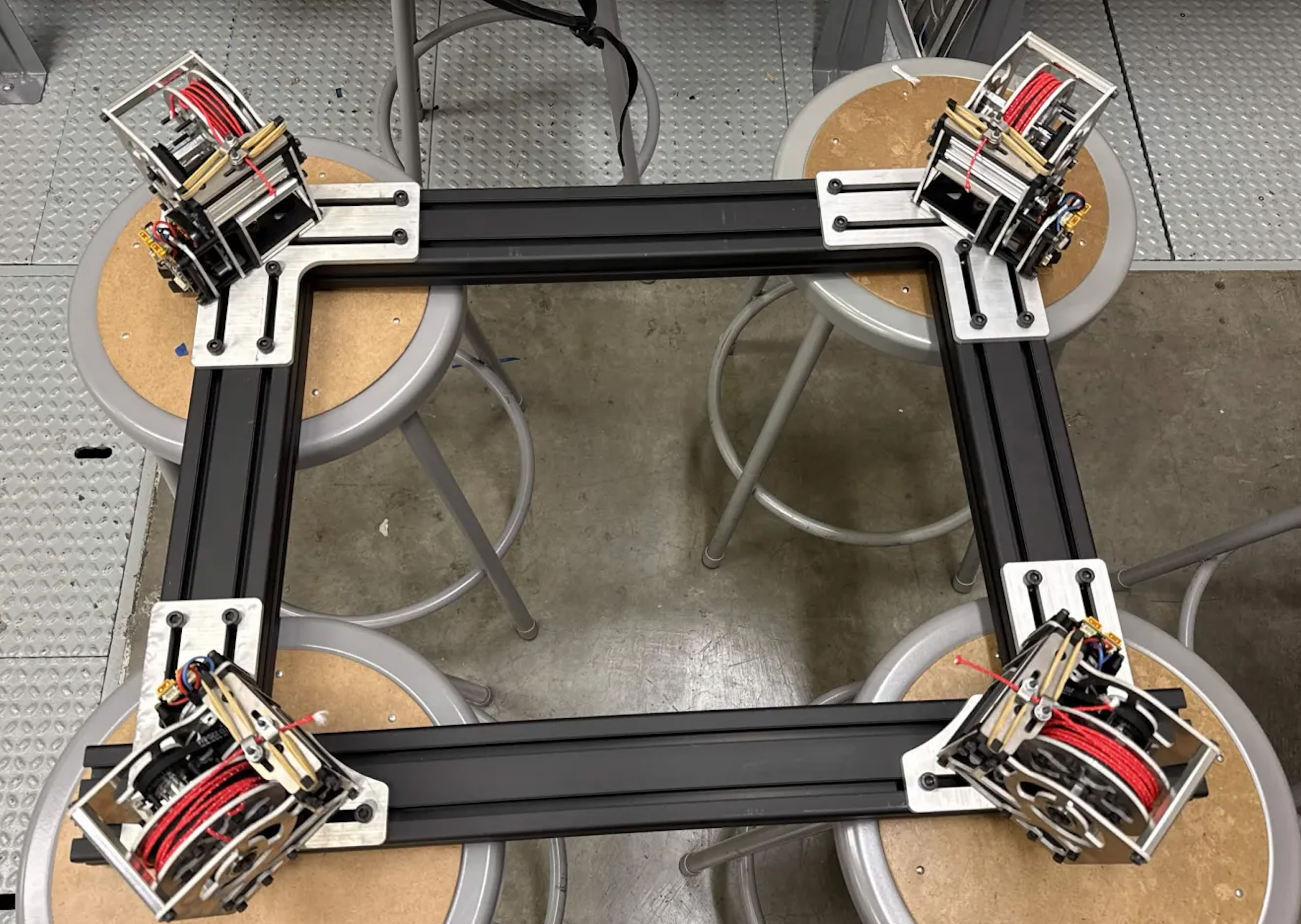 Frame and corner modules during assembly