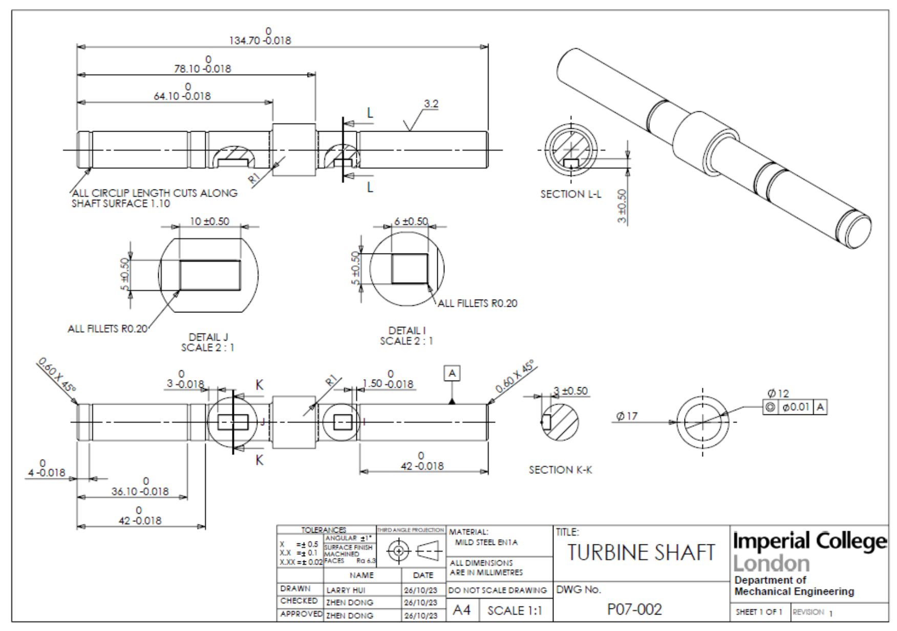 Turbine Shaft Drawing