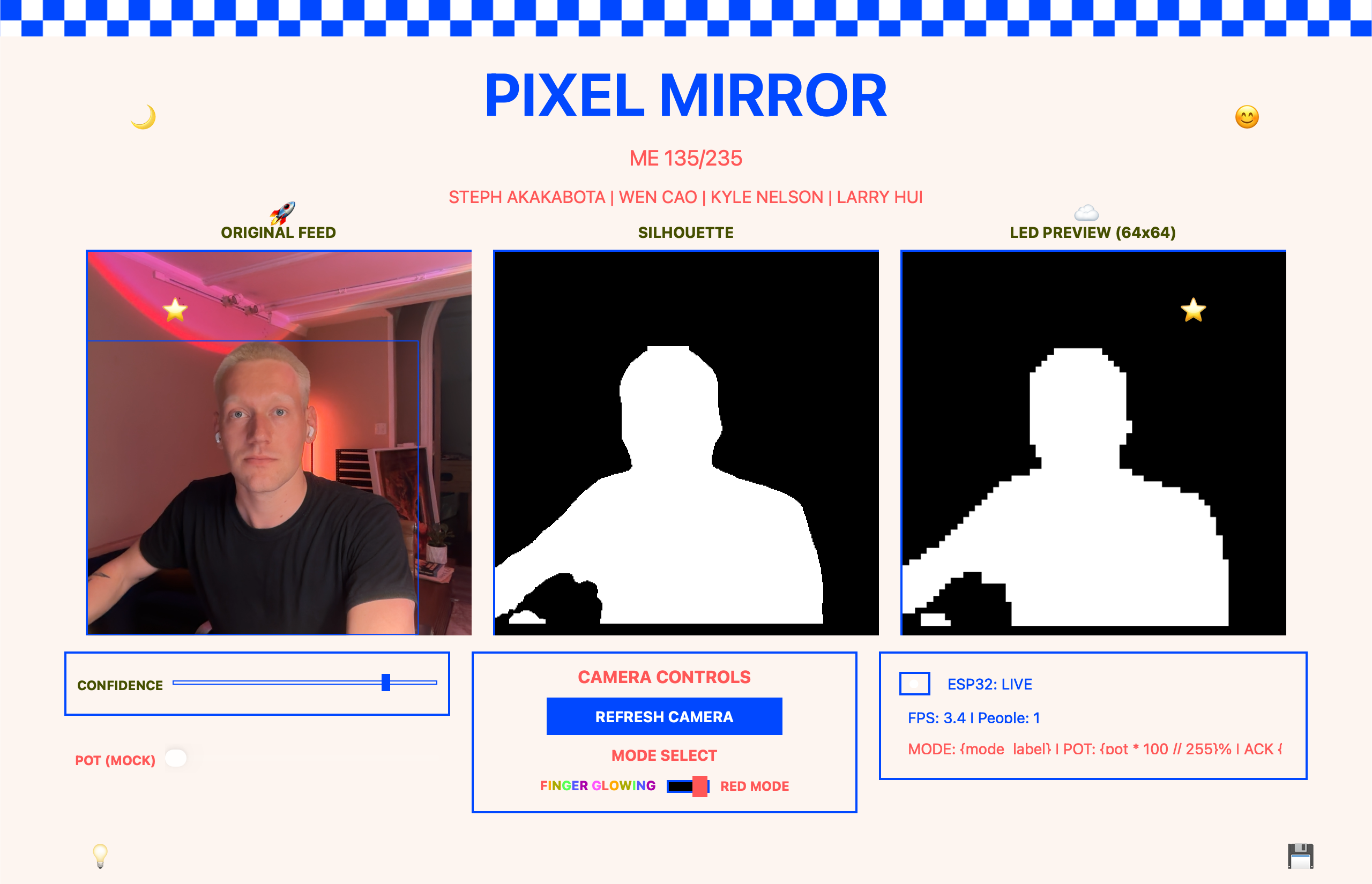Pixel Mirror LED panel and GUI